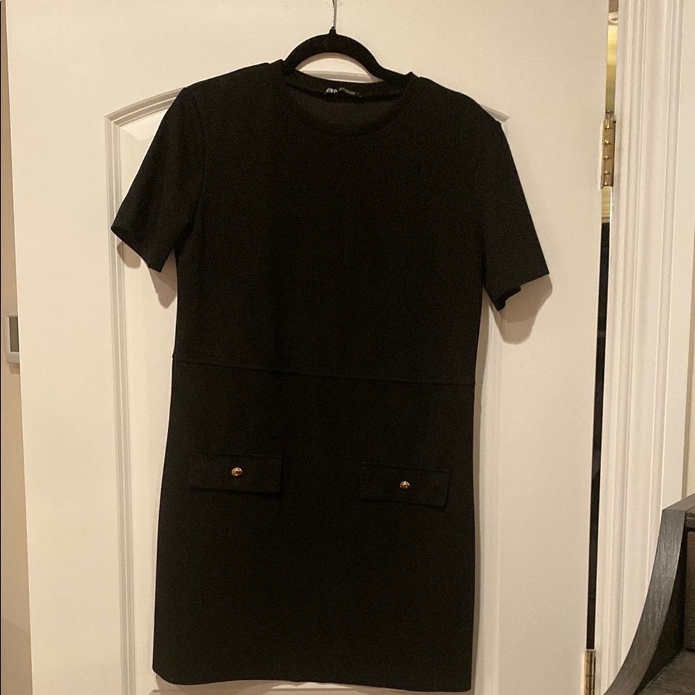 Zara Black Mini Dress with Short Sleeves
